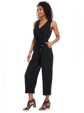 NWT Nordstrom Karen Kane Black Sleeveless V-Neck Drawstring Jumpsuit